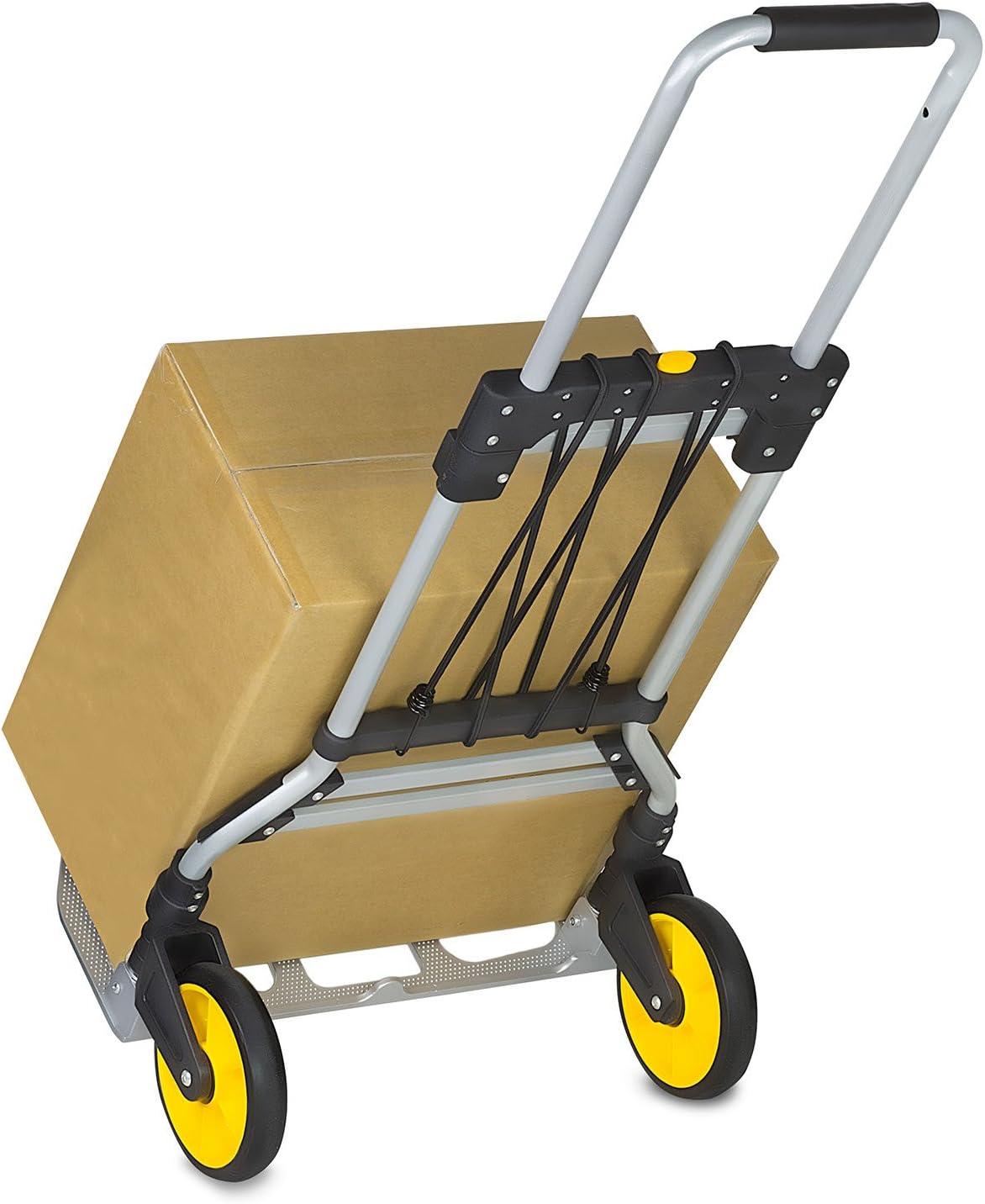 Mount-It! Folding Hand Truck and Dolly, 264 Lb Capacity Heavy-Duty Luggage Trolley Cart With Telescoping Handle and Rubber Wheels