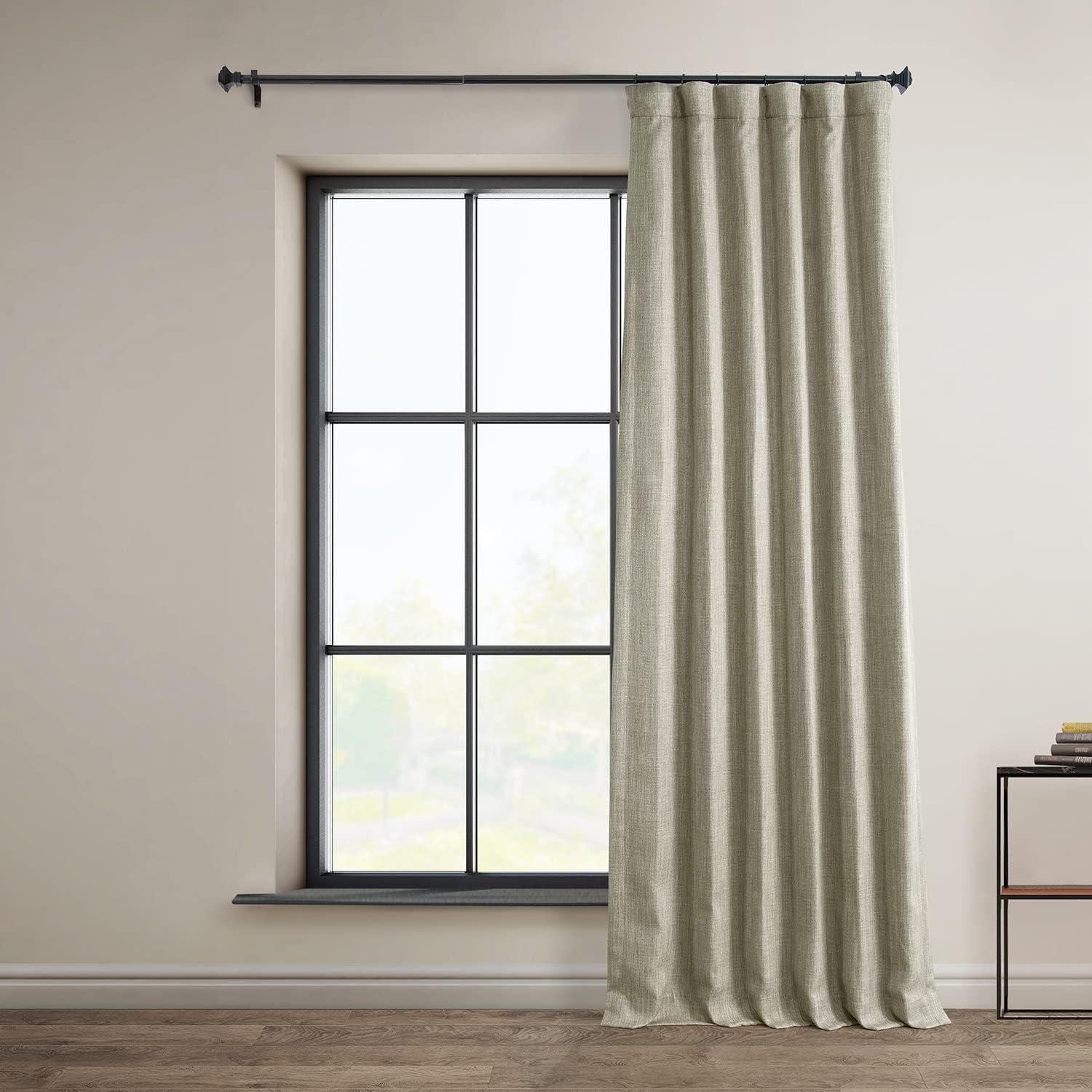 Oatmeal Faux Linen Room Darkening Curtain (1 Panel), Oatmeal, 50W X 96L