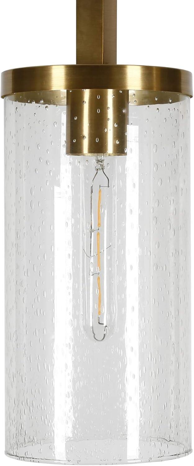 Brass and Pulegoso Glass Arc Floor Lamp