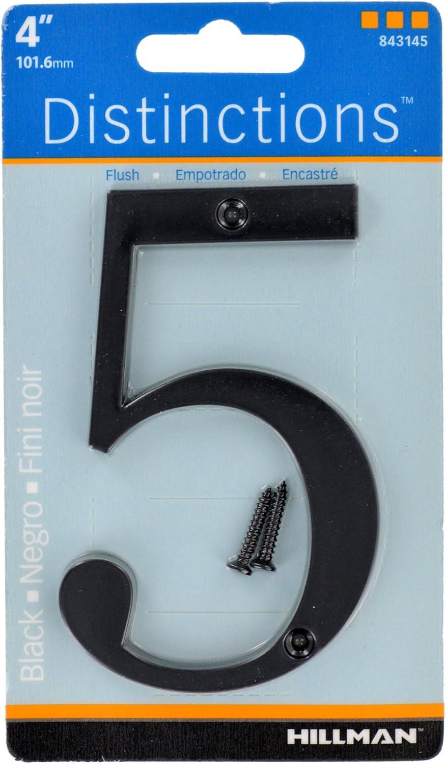 4-Inch Matte Black Zinc House Number 5