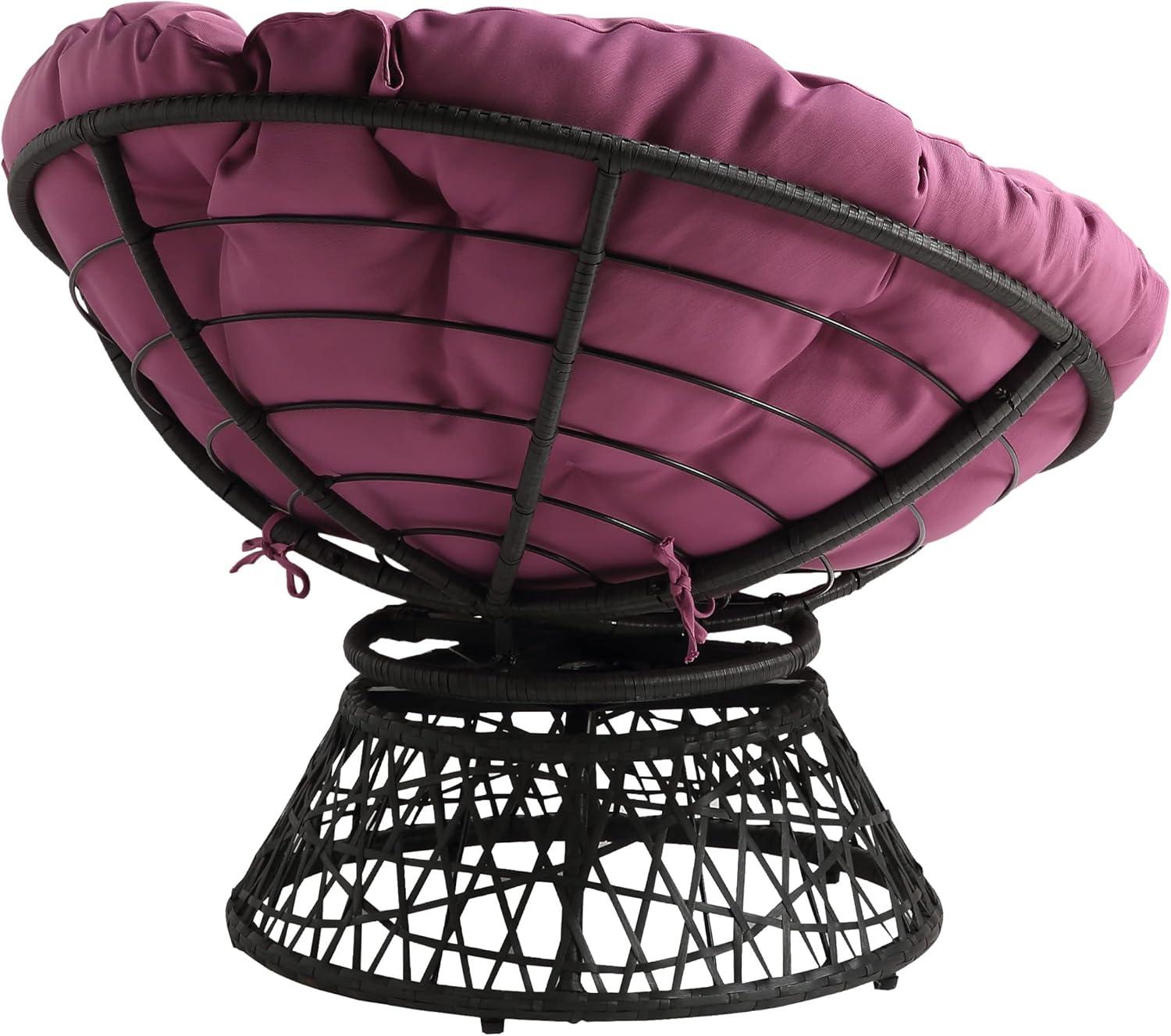 Papasan Chair with Purple cushion and Gray Wicker Resin Frame