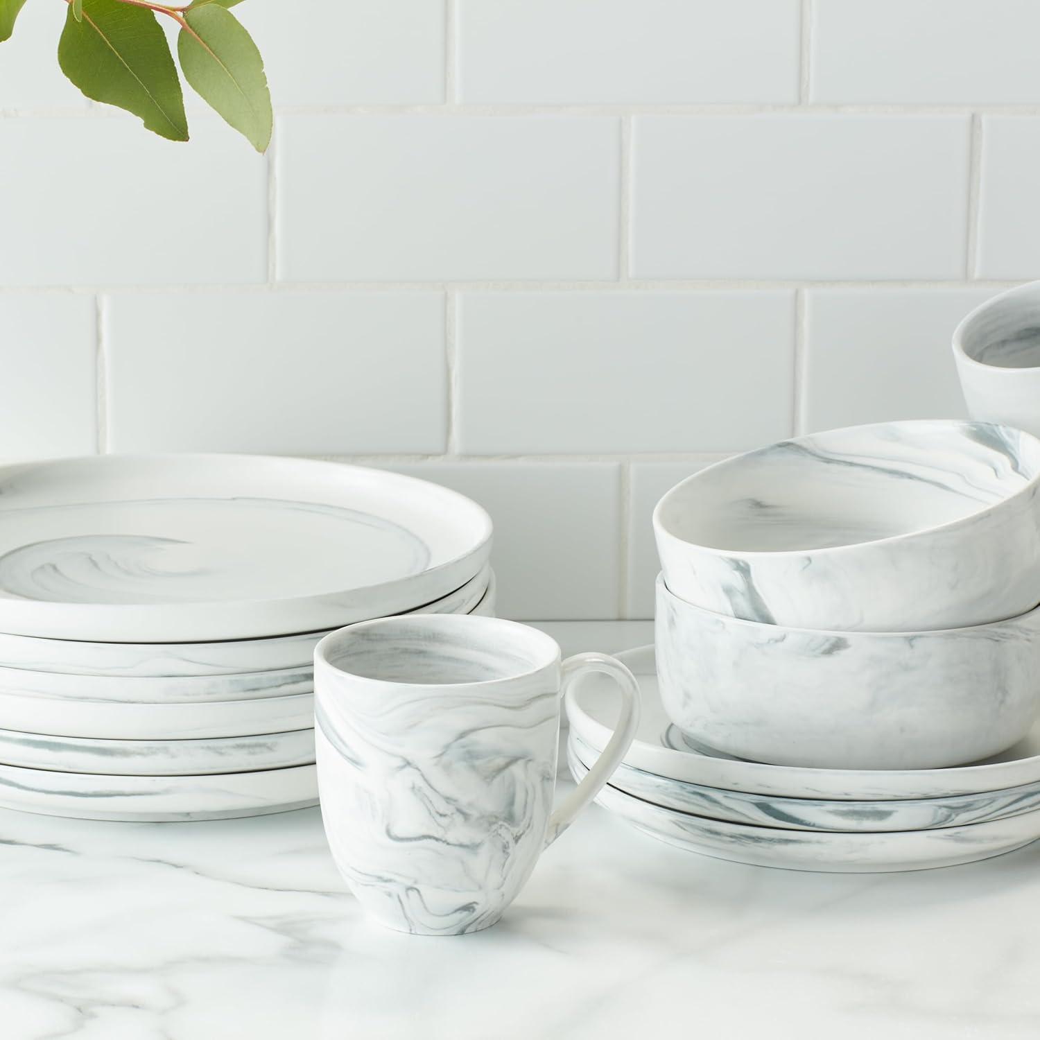 Stone Lain Brighton 32-Piece Porcelain Dinnerware Set, Service for 8, Gray