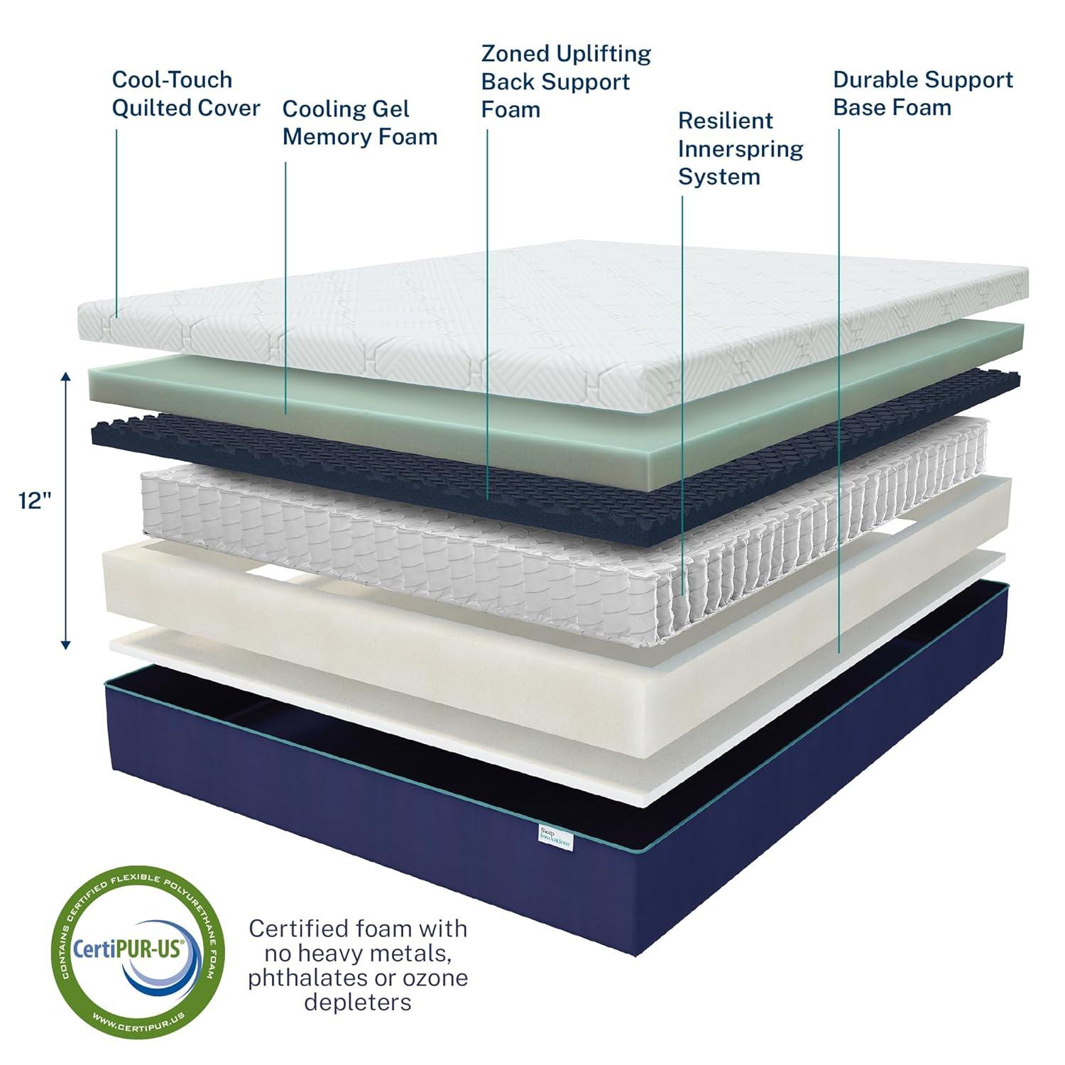 Sleep Innovations Sleep Innovations Shiloh 12" Medium Hybrid Mattress