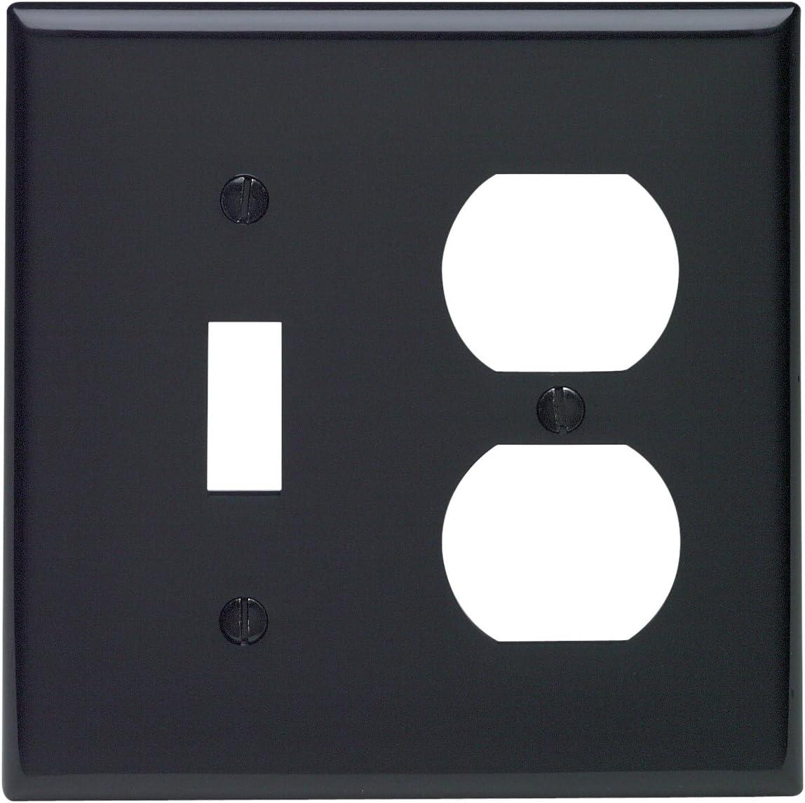 Black 2-Gang 1-Toggle 1-Duplex Thermoplastic Wall Plate