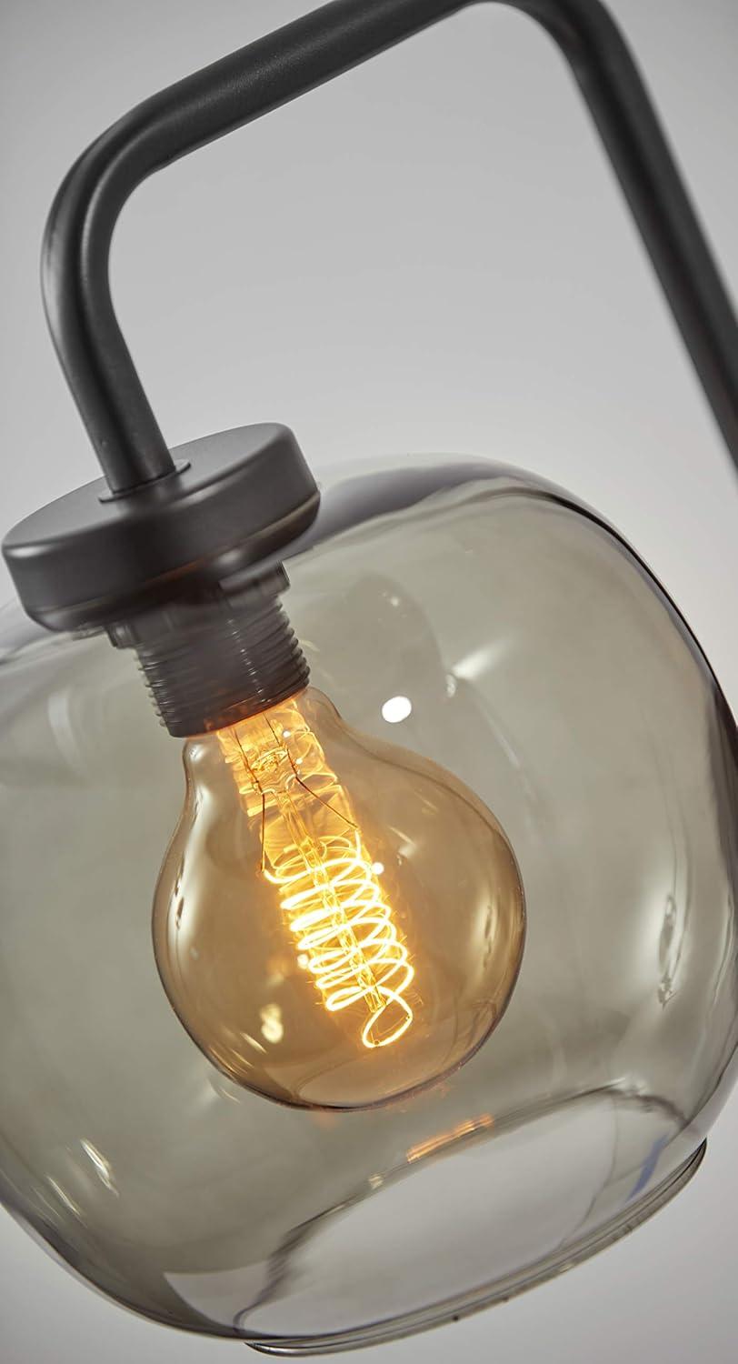 Ashton Matte Black Adjustable Desk Lamp with Smoked Glass Shade
