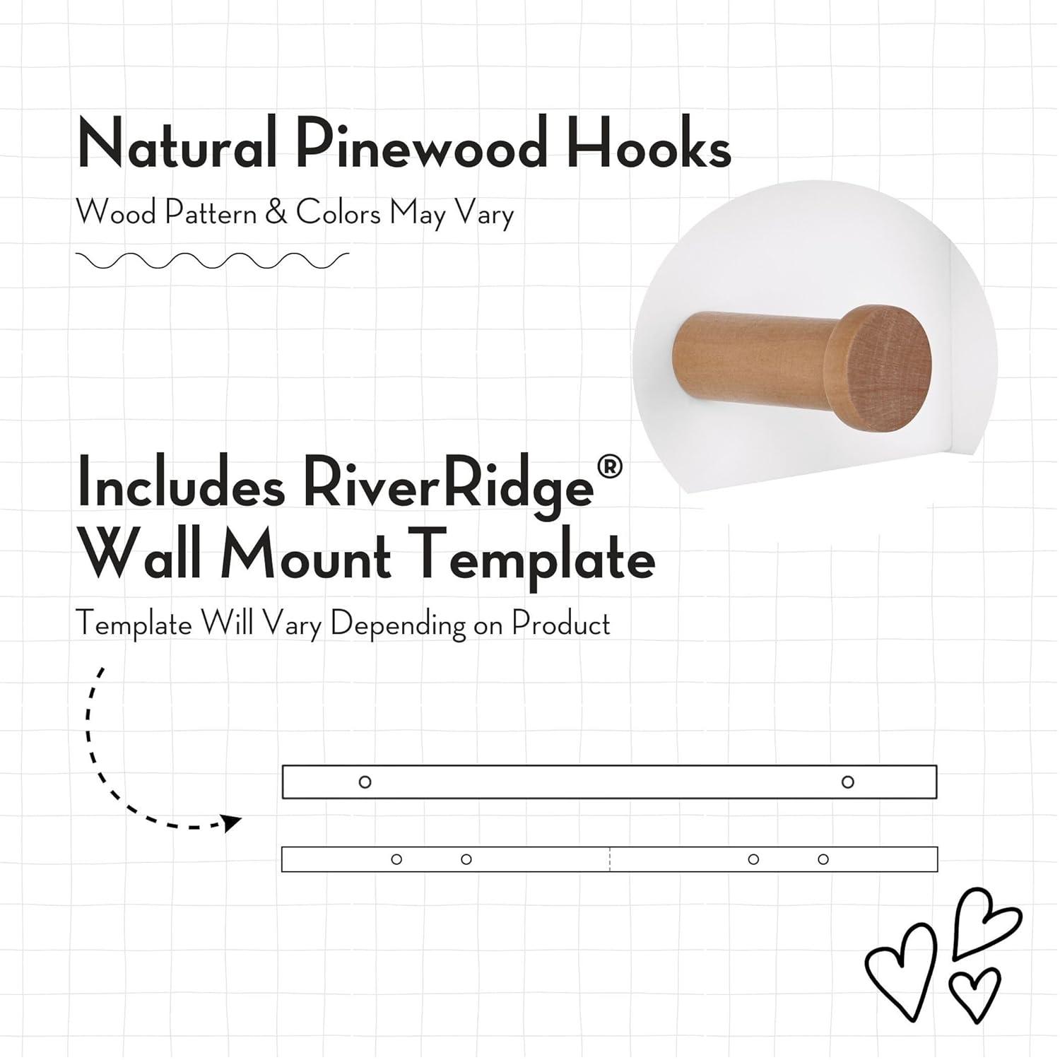 RiverRidge Home RiverRidge Kids Catch-All Wall Bookshelf with 2 Toy Storage Cubbies and 3 Wooden Hooks for Playroom, Nursery, and Reading Nook - White