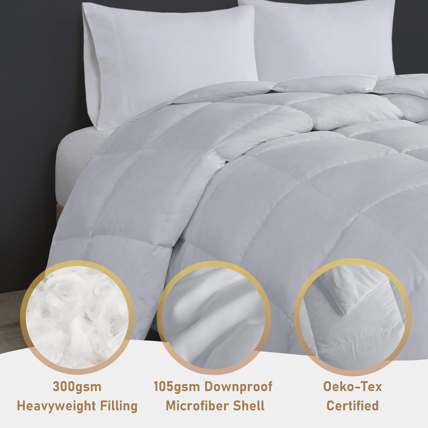 Light Grey King Down Microfiber Comforter with Goose Feather Fill