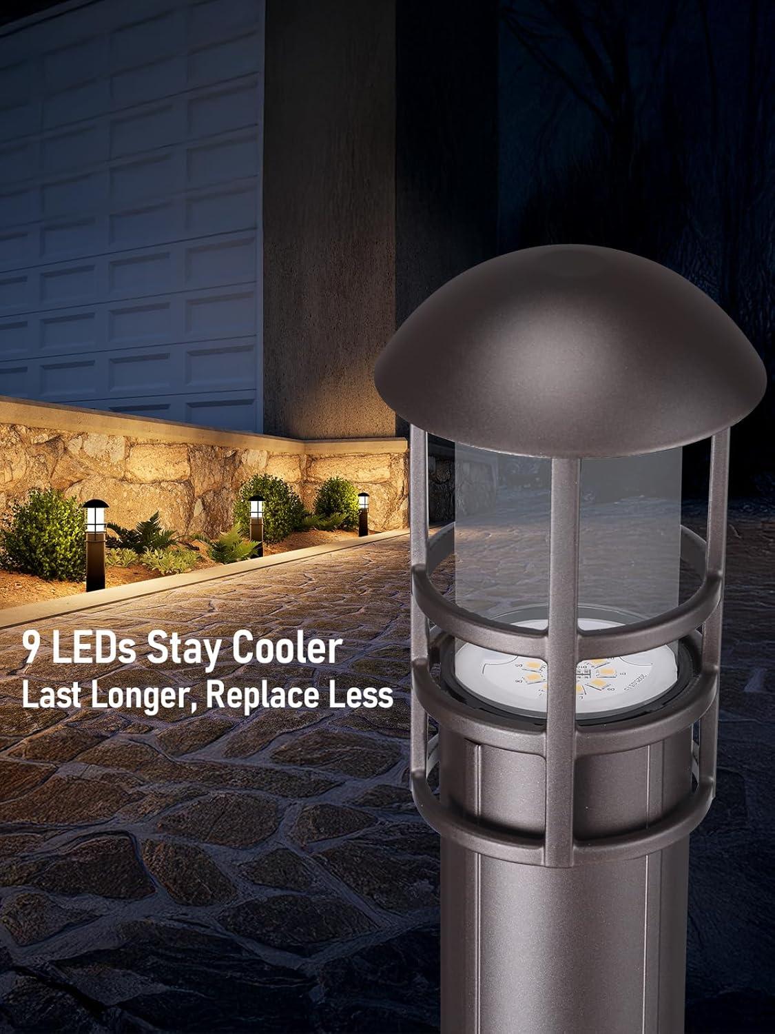 LEONLITE 8-Pack Low Voltage Landscape Lights Pathway, 3W 12V LED Path Lights, CRI90+, IP65 Waterproof Walkway Light, ETL Listed, Oil Rubbed Bronze Aluminum Housing, 3000K Warm White