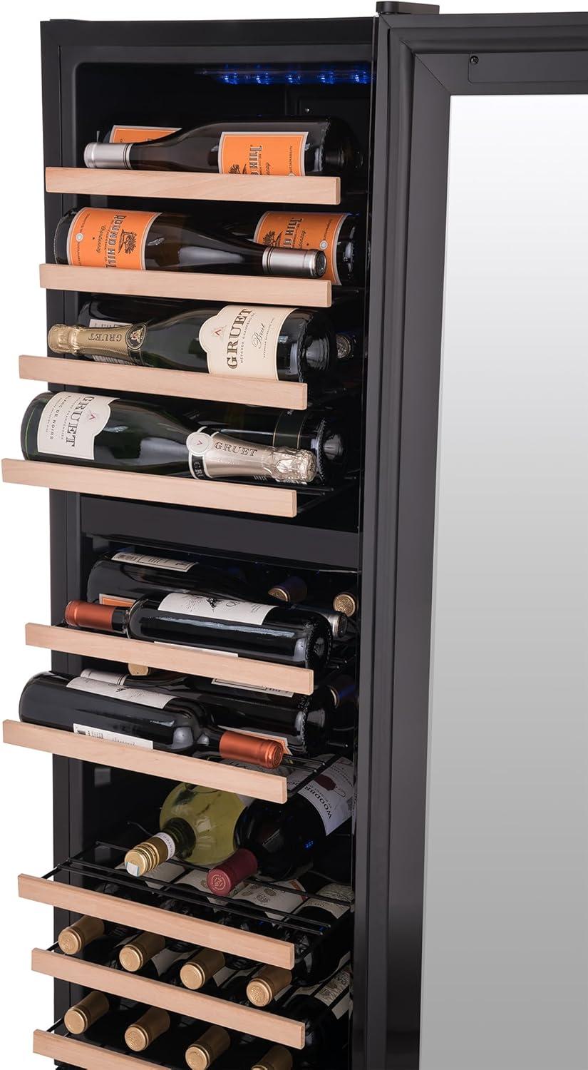 Newair Shadow Series Wine Cooler Refrigerator 56 Bottles Dual Temperature Zones, Freestanding Mirrored Wine and Beverage Fridge