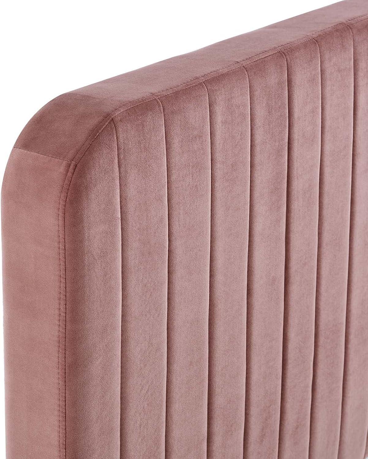 Modway Celine King Bed – Channel Tufted Performance Velvet Upholstery with Slats