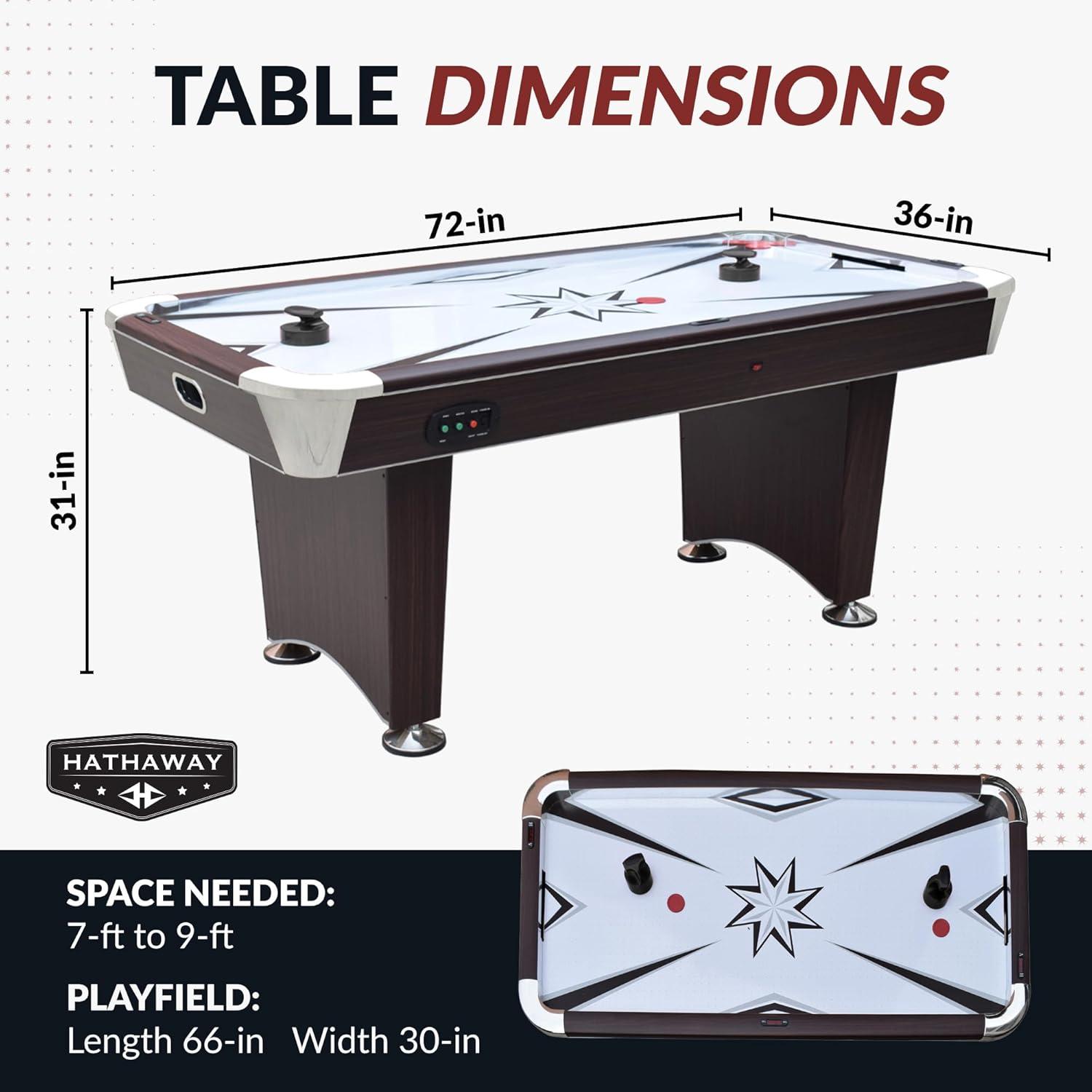 Hathaway Midtown II 6 Ft Air Hockey Table for Family Game Room - With LED Scoring, High-Powered Blower, Pedestal Legs, Strikers & Pucks - Dark Cherry Finish