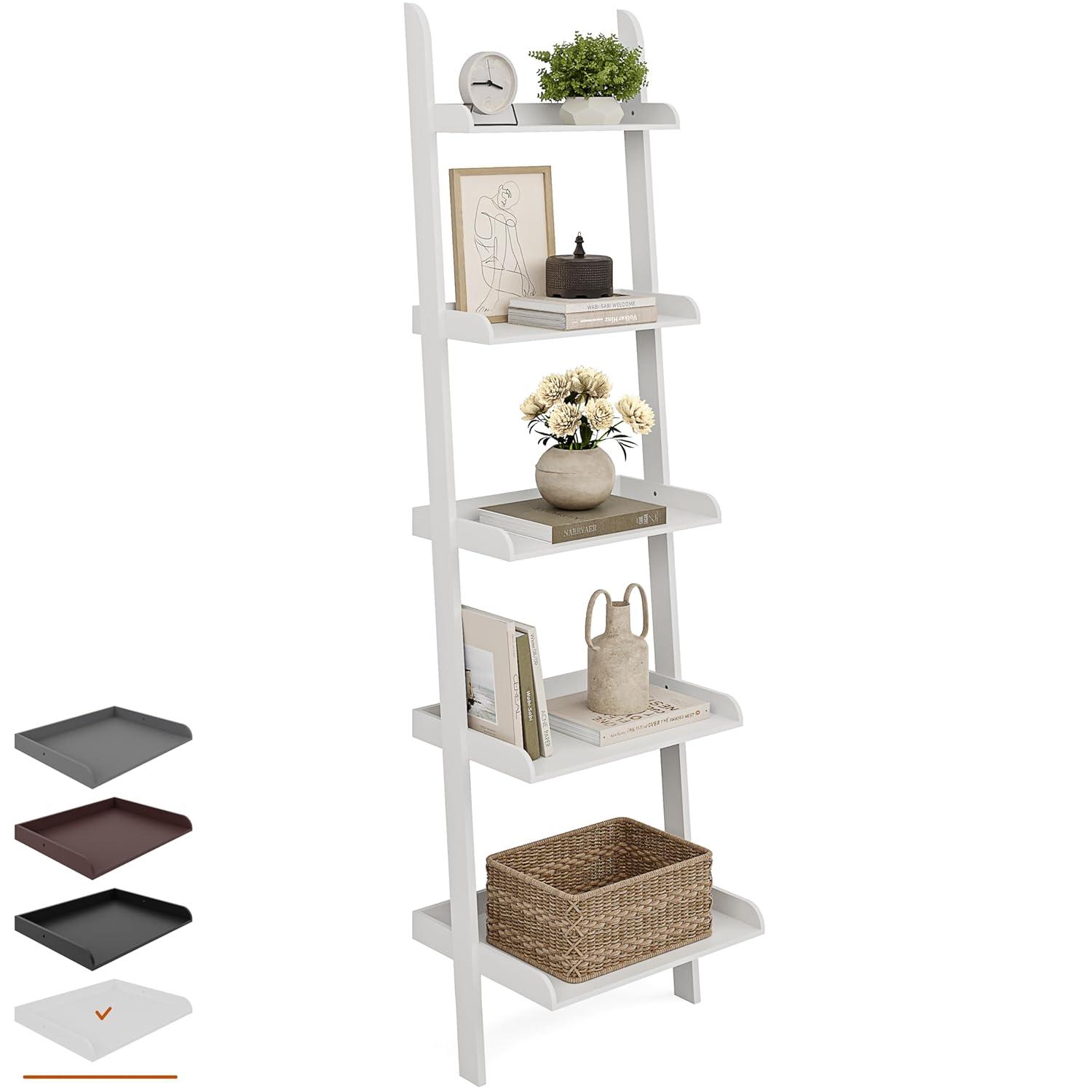 Ballucci Lado 5-Tier 67" H x 18" W Wood Leaning Ladder Bookcase