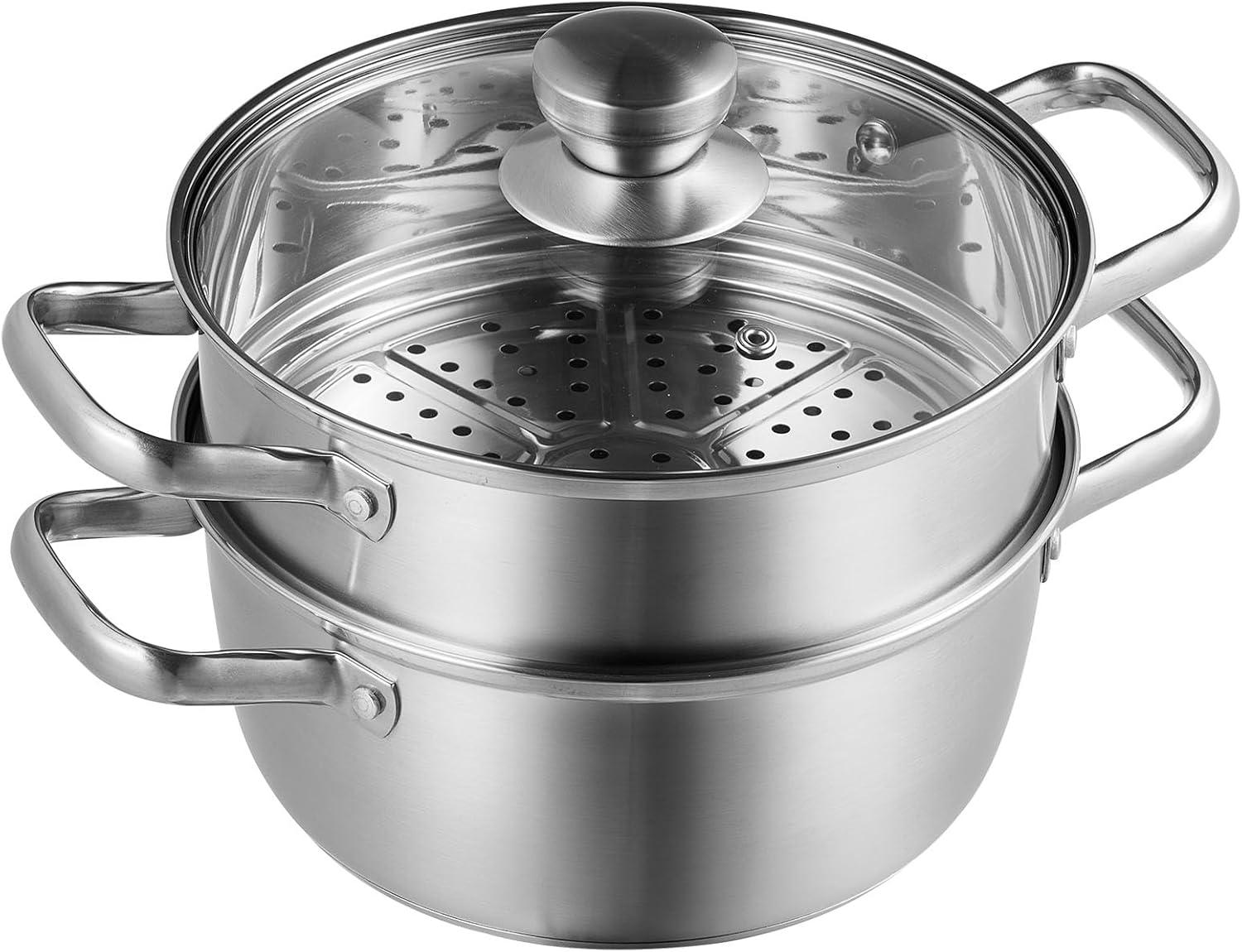 Stainless Steel 9.5'' Steamer Pot with Basket Insert