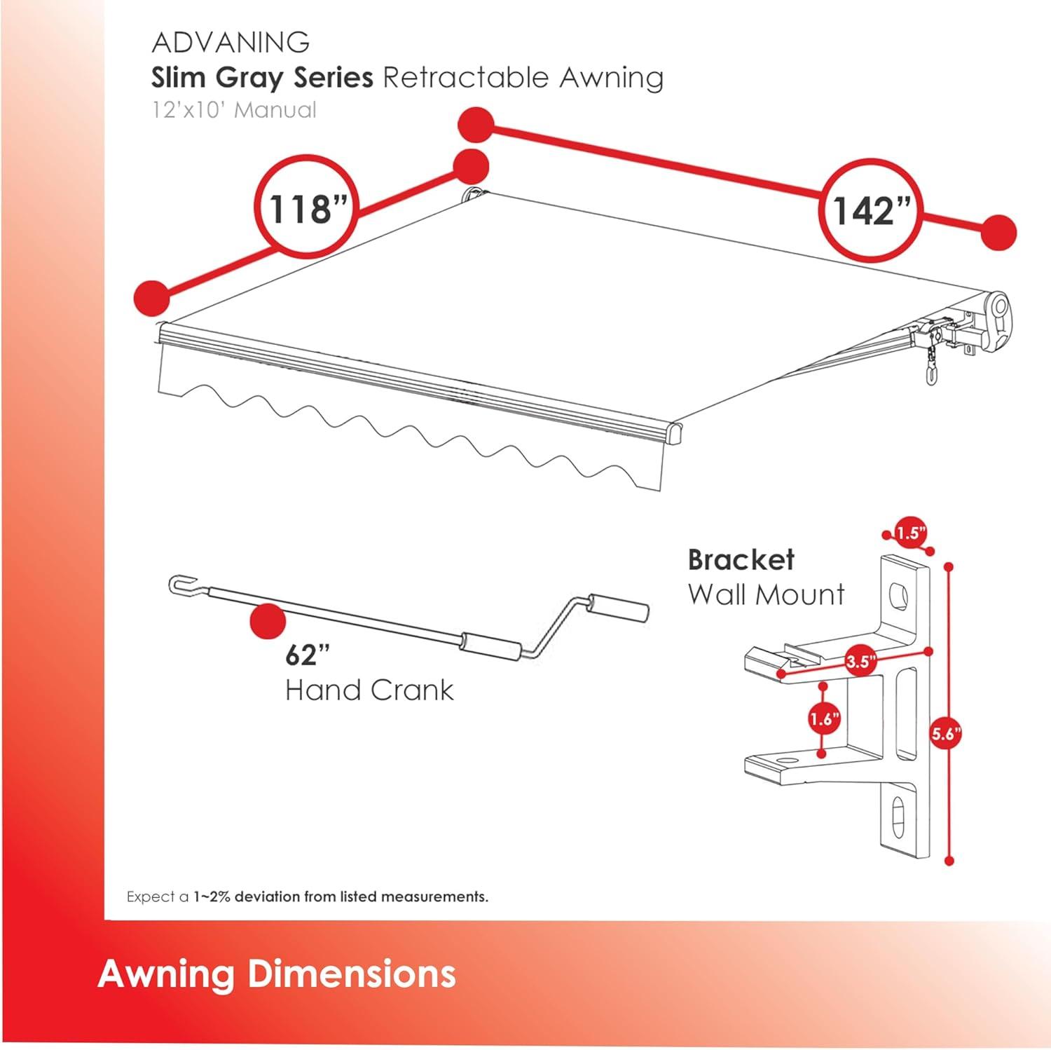 Advaning 10.5'' D Metal Cover Retractable Patio Awning