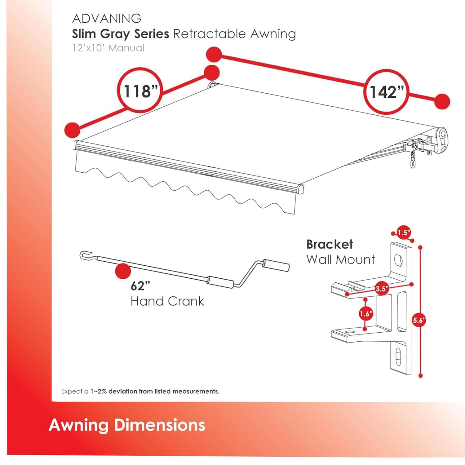 Advaning Advaning 10.5'' D Metal Cover Retractable Patio Awning