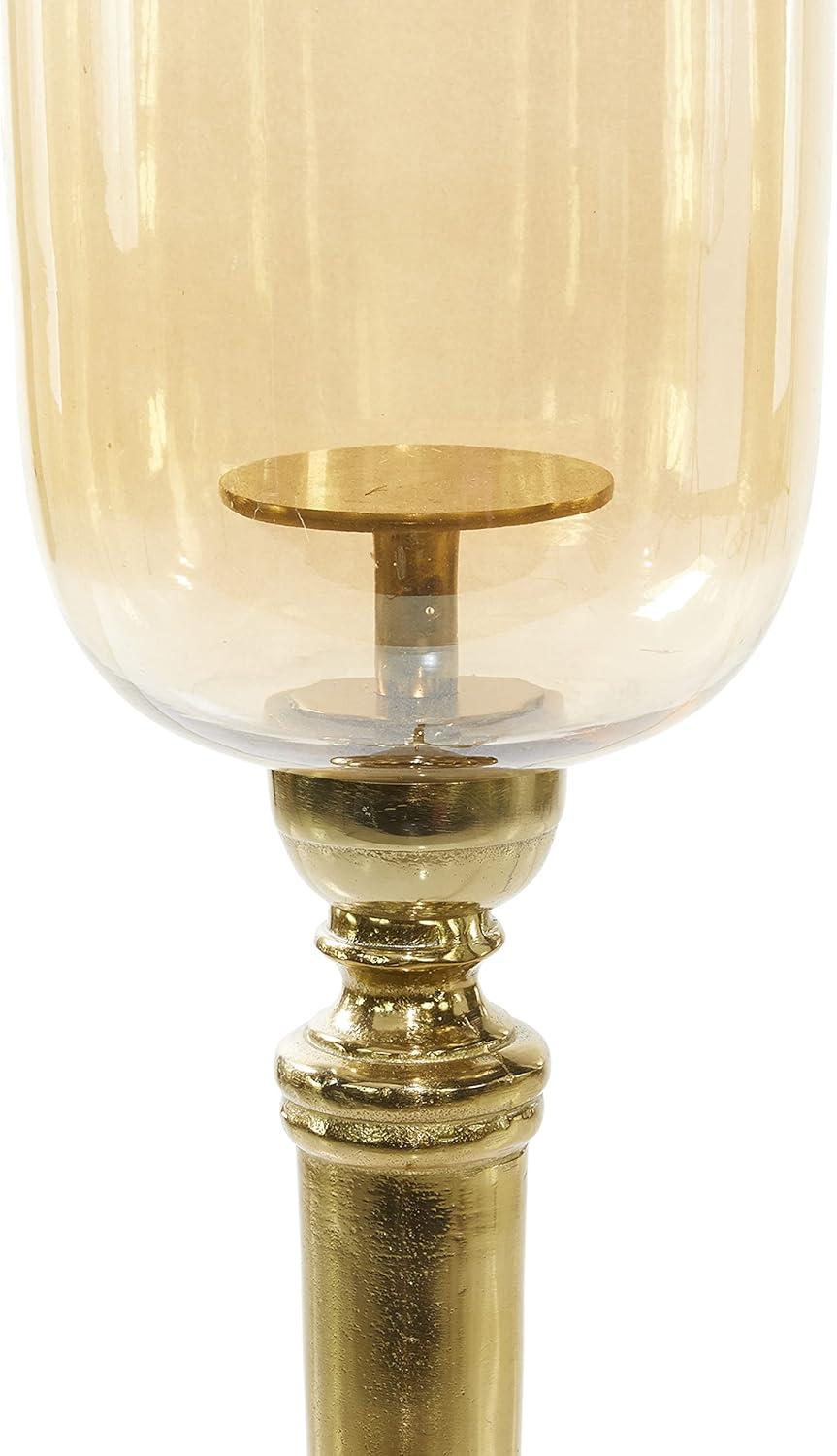 DecMode Gold Aluminum Single Candle Hurricane Lamp