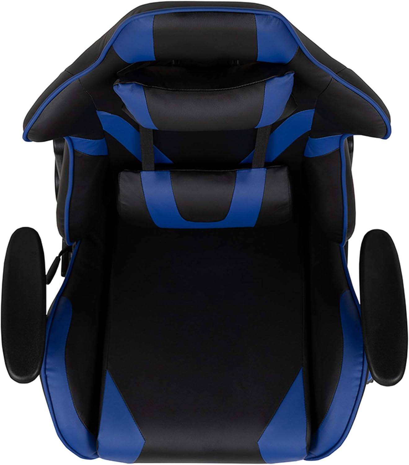 Flash Furniture X20 Gaming Chair Racing Office Ergonomic Computer PC Adjustable Swivel Chair with Reclining Back in Blue LeatherSoft