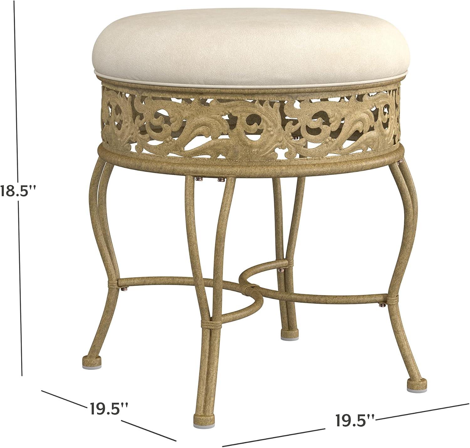 18.5" Villa III Upholstered Backless Metal Vanity Stool Beige - Hillsdale Furniture: Round Padded Seat, Makeup Bench