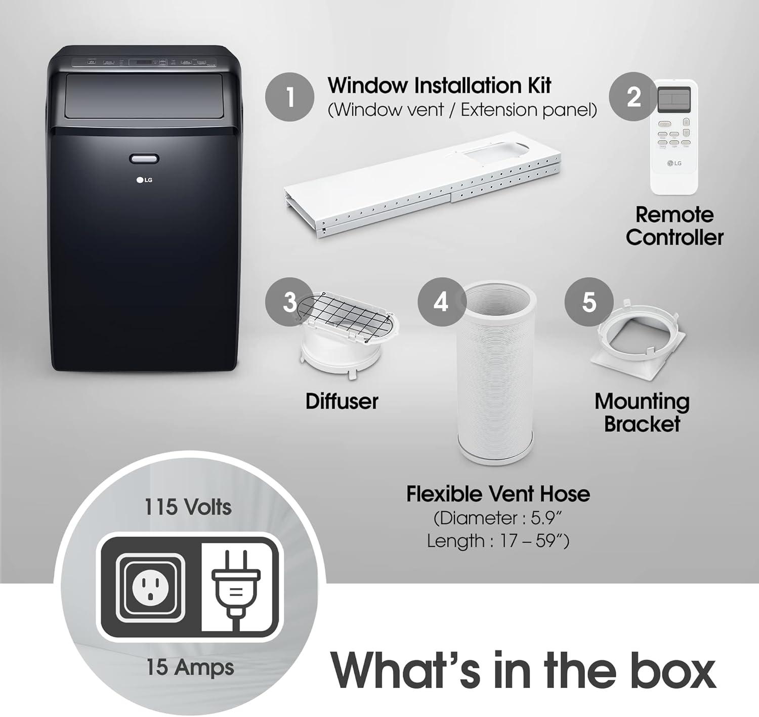 LG 10,000 BTU Black Portable Air Conditioner with WiFi and Remote