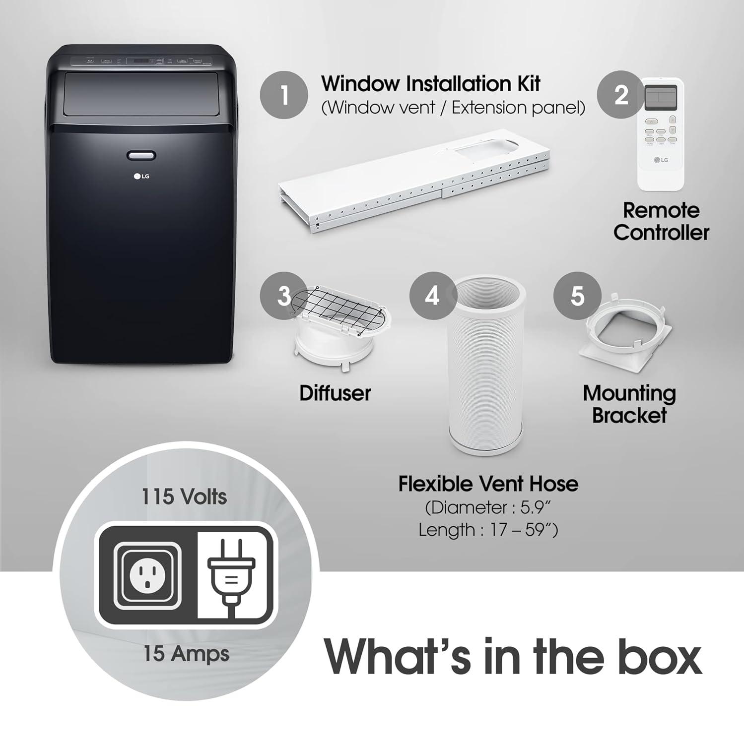 10,000 (DOE) BTU 115-Volt Portable Air Conditioner Cools 450 Sq. Ft. with Dehumidifier and Wi-Fi in Black