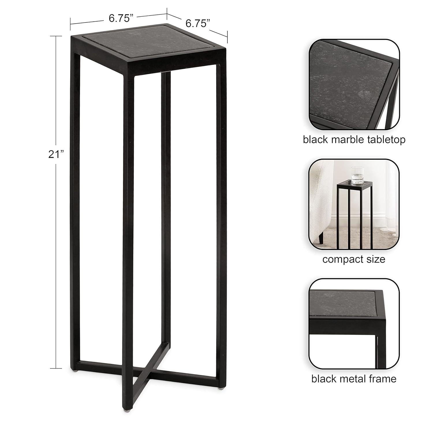 Kate and Laurel Jaspur Square Metal Drink Table, 7x7x21, Black