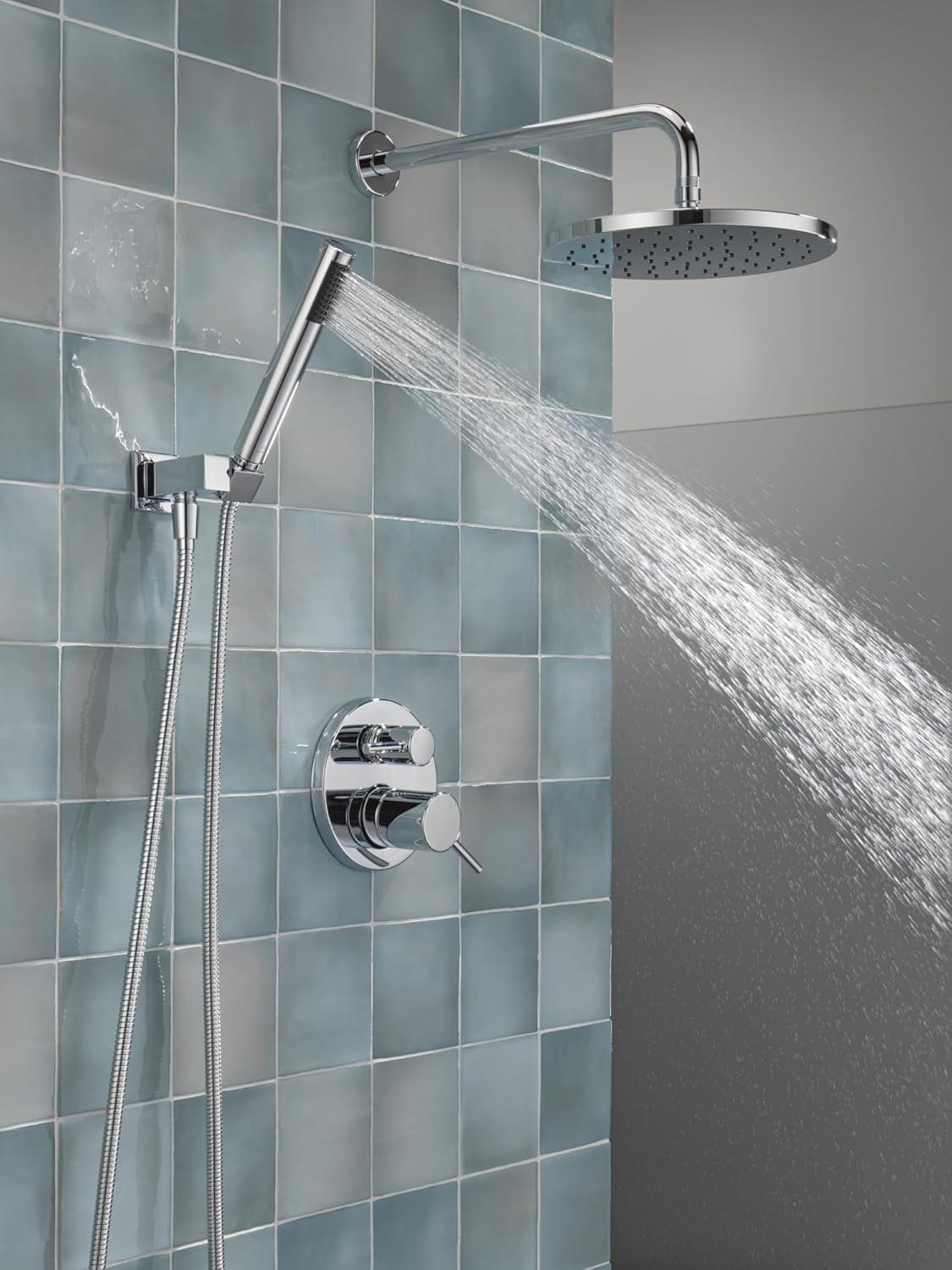 Modern Raincan Round Shower System, Rain Shower Head with Handheld Spray, Shower Faucet Set