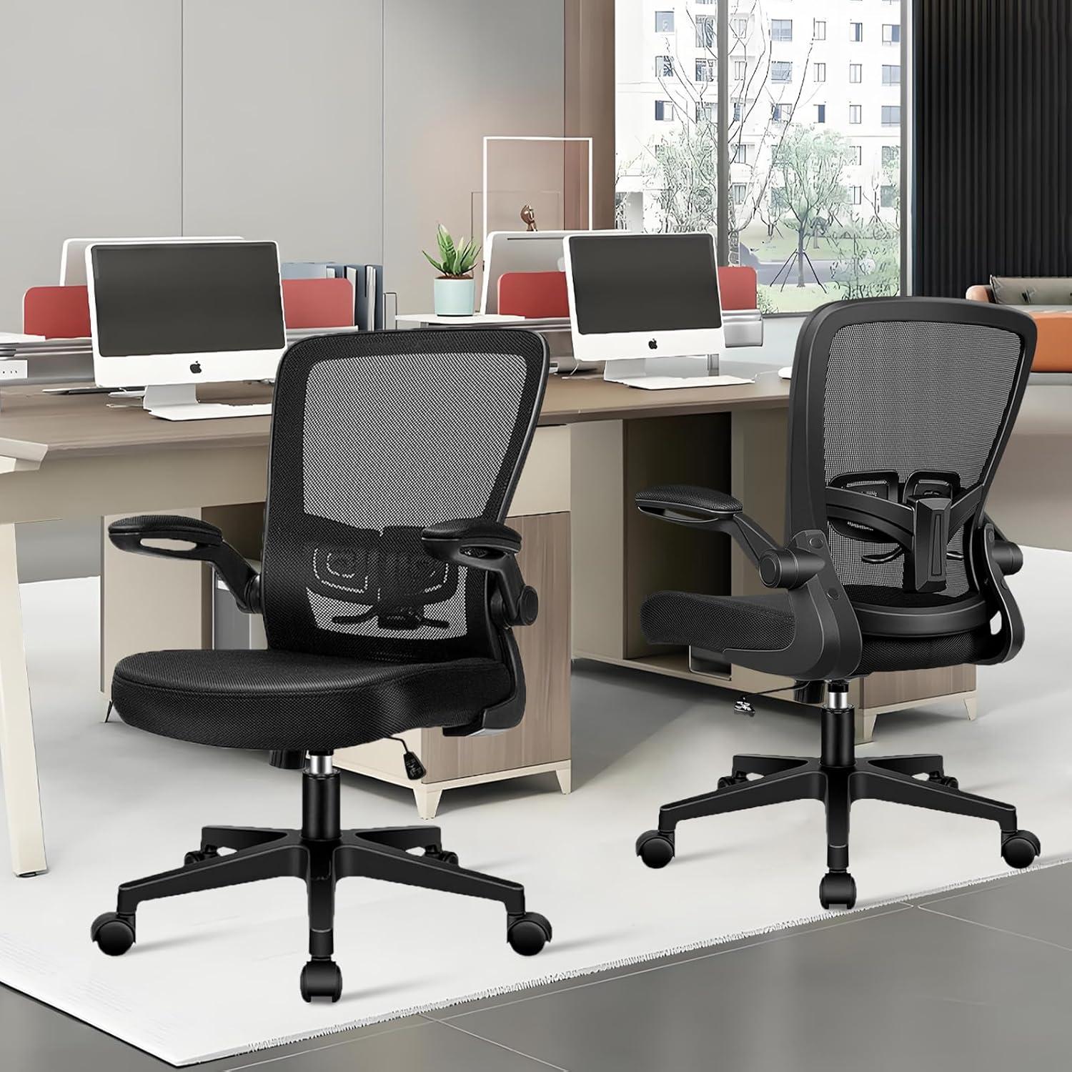 Clatina KLASIKA Ergonomic Office Desk Chair Mesh Back Flip Up Armrests Adjustable Height and Lumbar Support Swivel Chairs with Wheels
