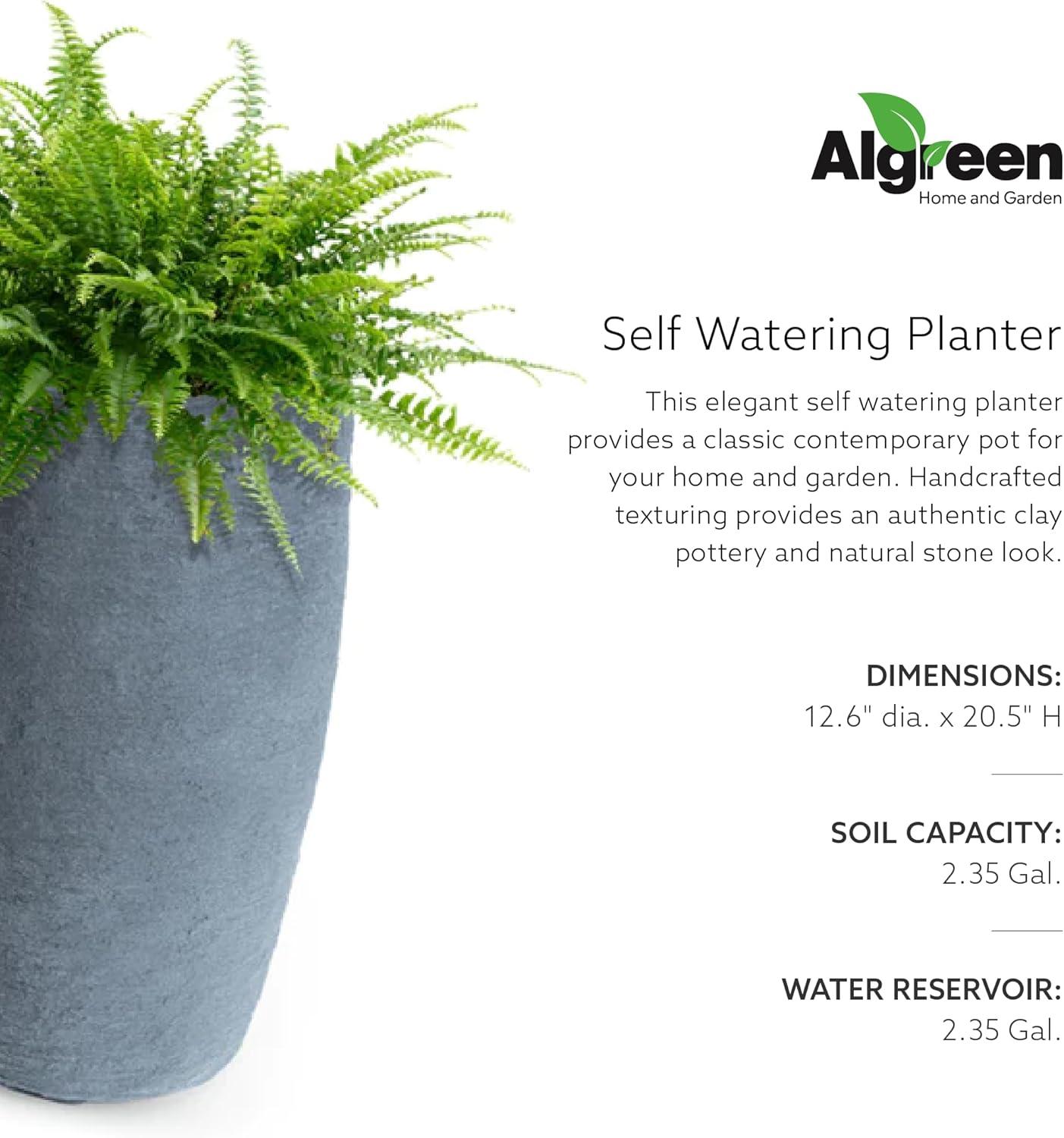 Algreen Products 87301 Athena 20.5" Self Watering Level Indicator Indoor Outdoor Plastic Planter with Overflow Drain, Charcoalstone