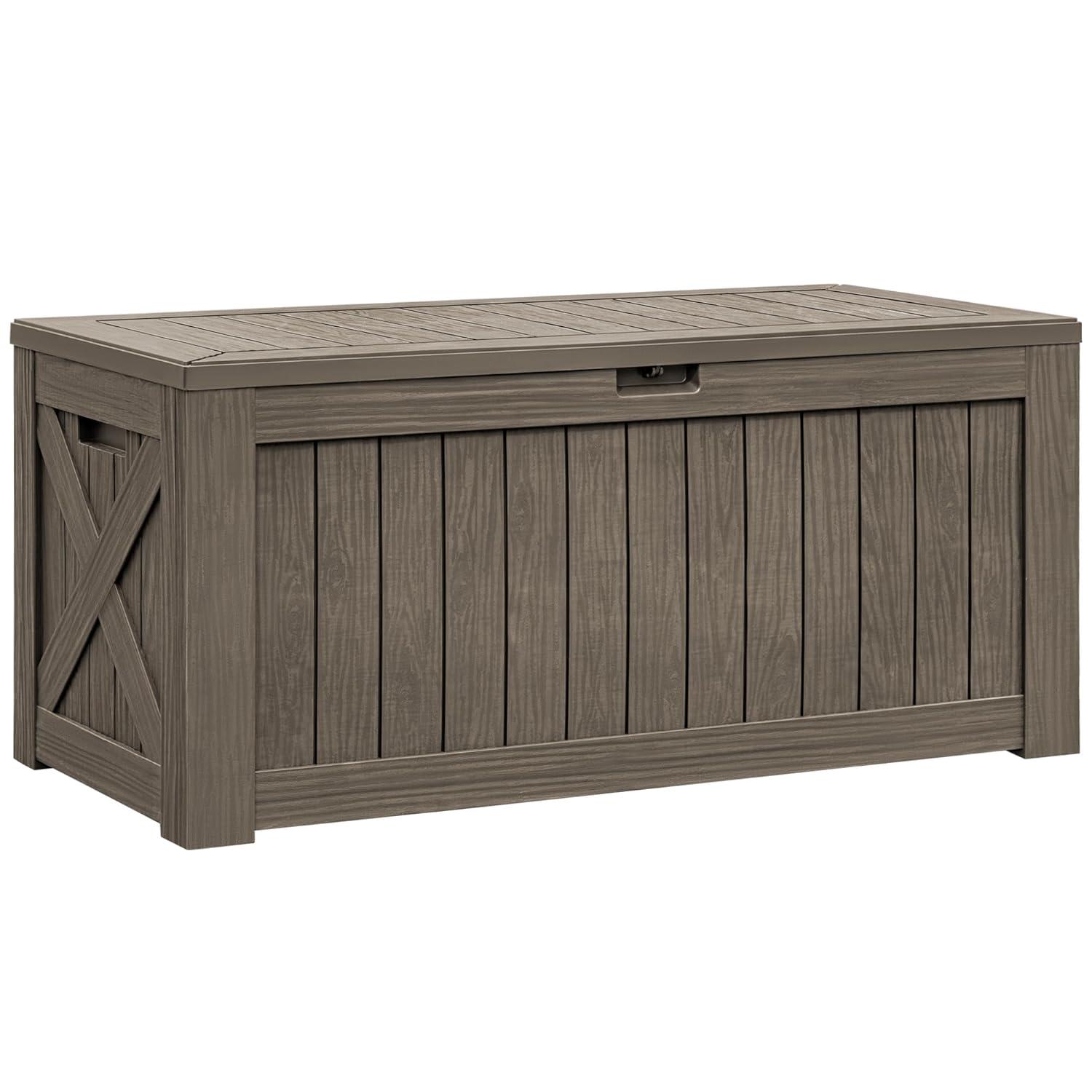 MAXAYA Resin Deck Box 120 Gallon Waterproof Large Deck Boxes P...