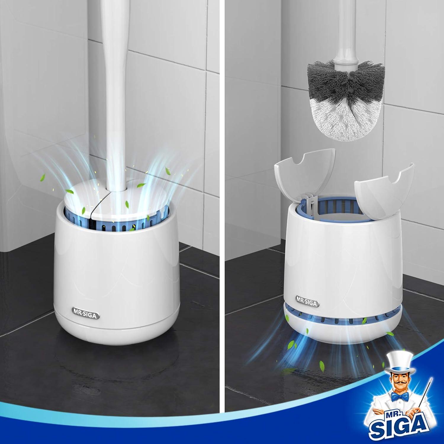 MR.SIGA Premium Toilet Bowl Brush and Holder for Bathroom Cleaning, White, 1 Pack