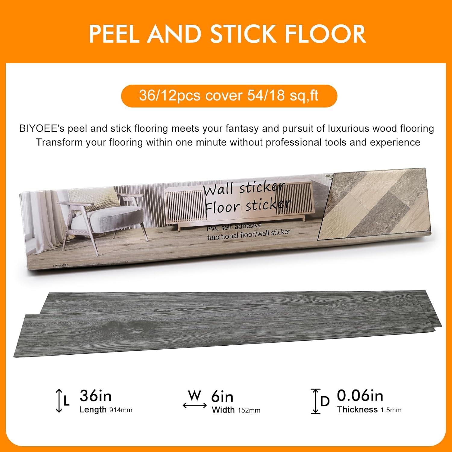 Gray Self-Adhesive Waterproof Vinyl Flooring Planks