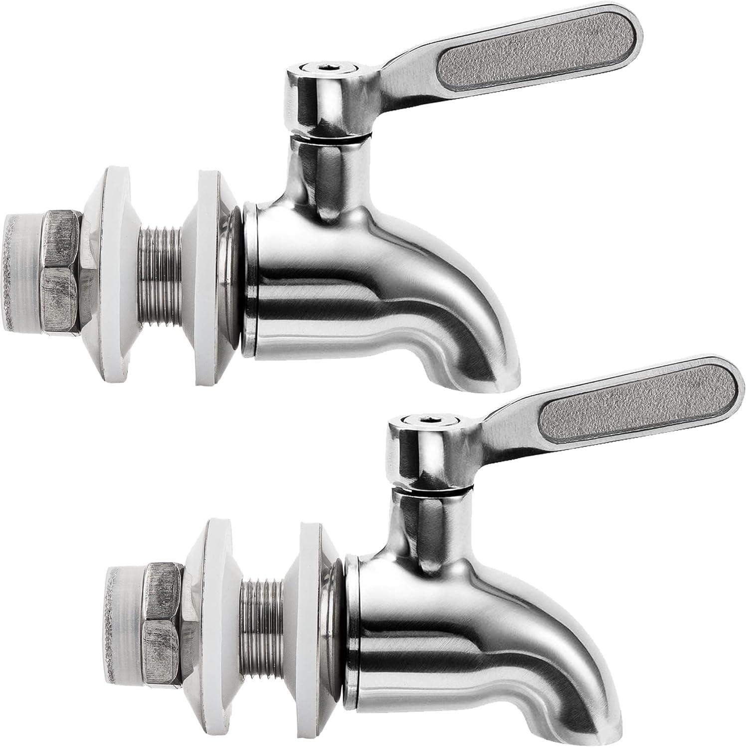 Polished Stainless Steel Beverage Dispenser Replacement Spigot Set