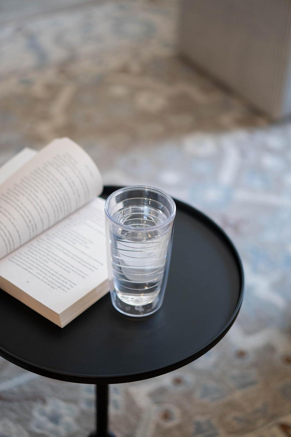 Tervis Clear & Colorful Tabletop Made in USA Double Walled Insulated Tumbler Travel Cup Keeps Drinks Cold & Hot, 16oz, Clear