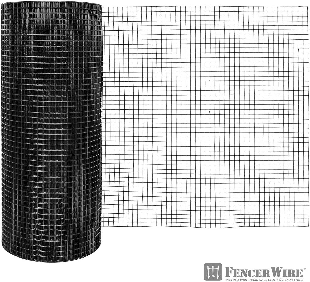 Fencer Wire Fencer Wire 19 Gauge Black Vinyl Coated Hardware Cloth, Welded Wire Fence Rolls, Mesh 1/2" X 1/2"