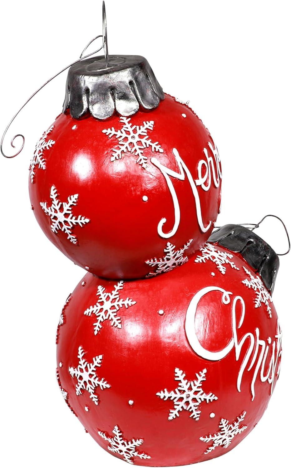 Alpine Corporation 21" x 16" x 30" Light-Up Freestanding Christmas Ball Ornament Decor, Red