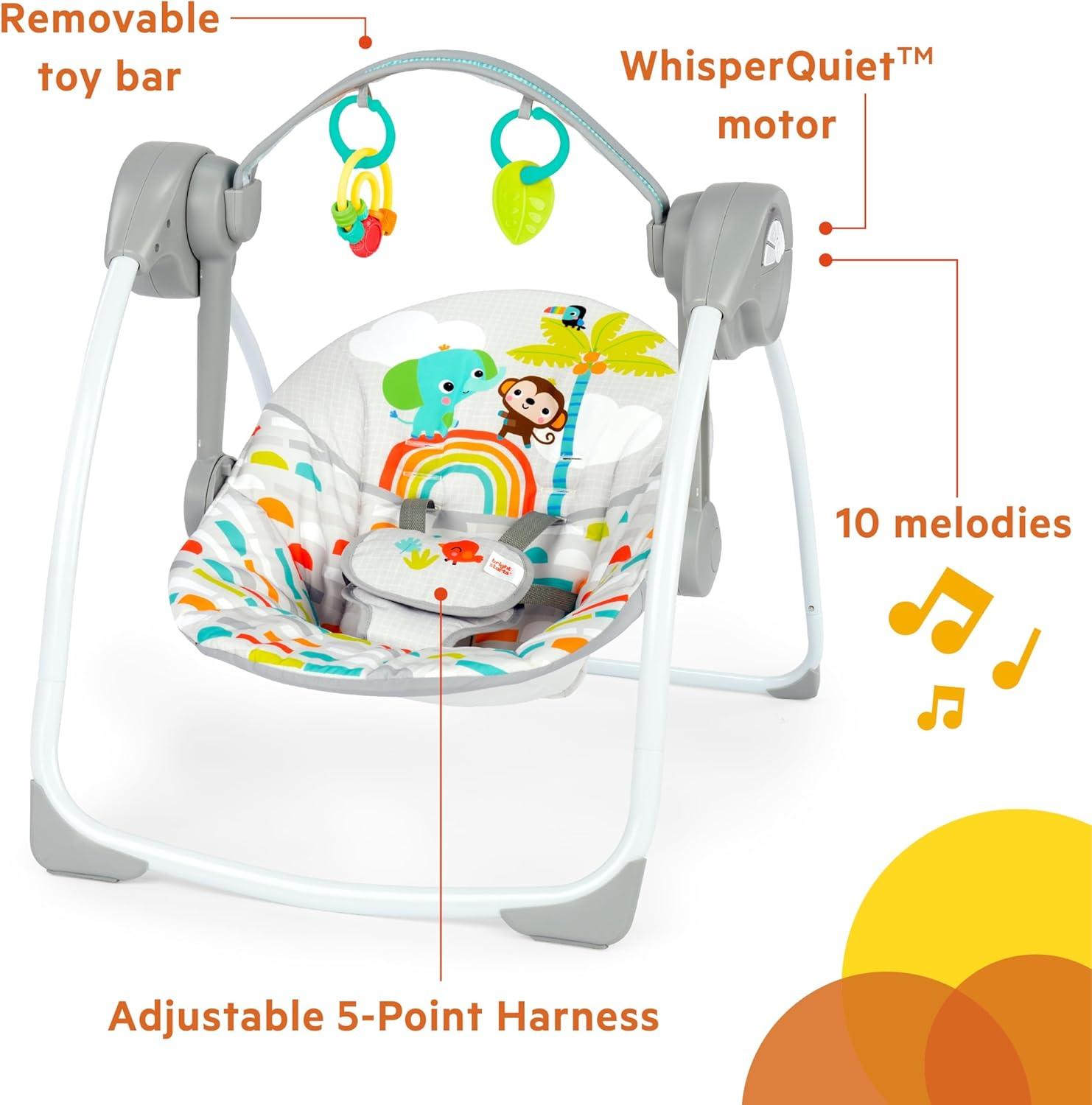 Bright Starts Playful Paradise Portable Compact Baby Swing - Unisex - Green