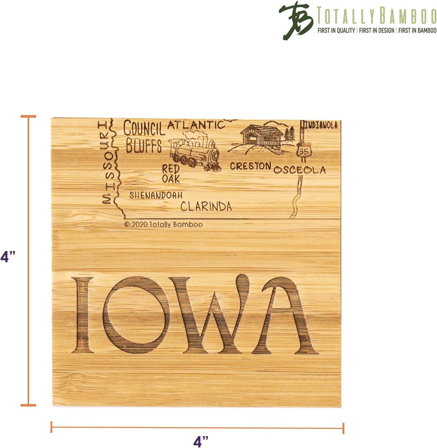 Iowa State Puzzle Bamboo Coaster Set with Case