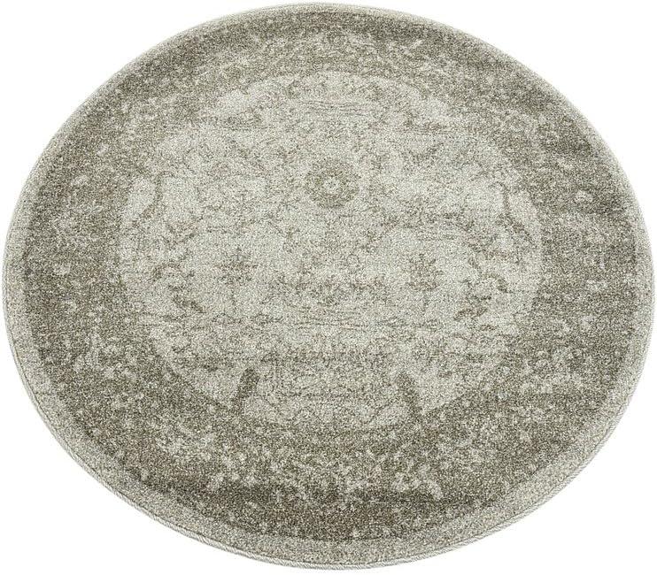 Unique Loom La Jolla Collection Area Rug - Floral (3' 3" Round Light Gray/Gray)