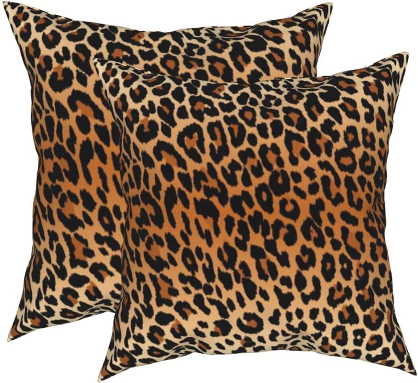 LALILO Throw Pillow Covers Trendy Leopard Wild Animal Cheetah Skin Cushion Cover 18" x 18", 2 Pack