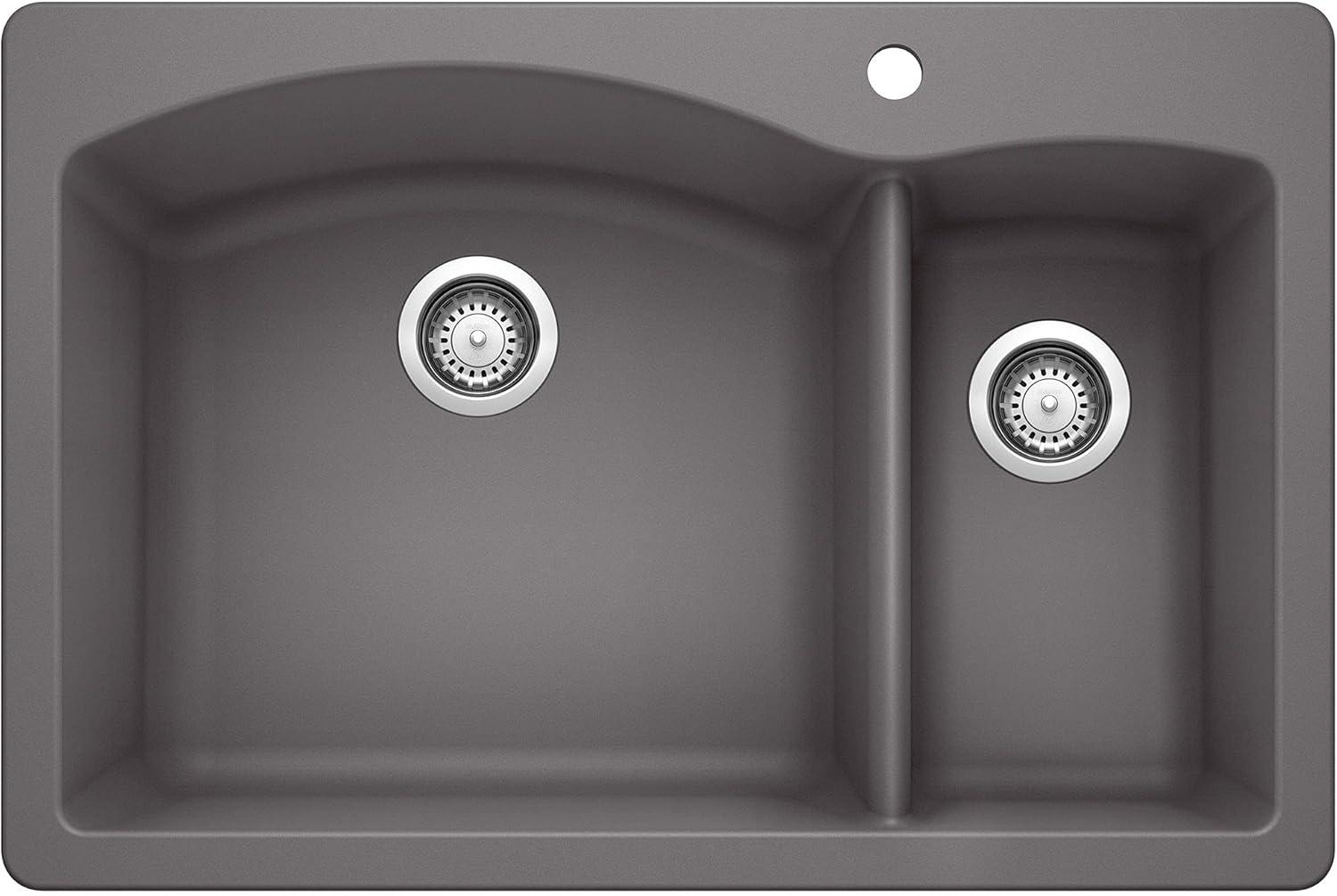 Diamond Silgranit 33" L x 22" W Double Basin Drop-In/Undermount Sink