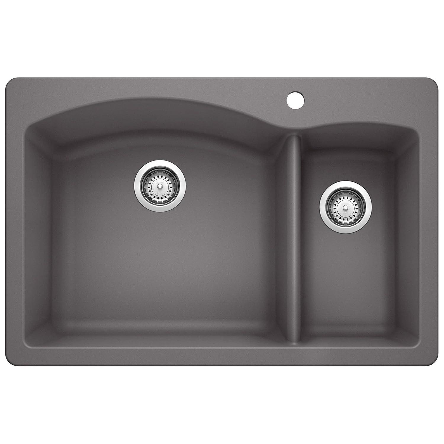 Diamond Silgranit 33" L x 22" W Double Basin Drop-In/Undermount Sink