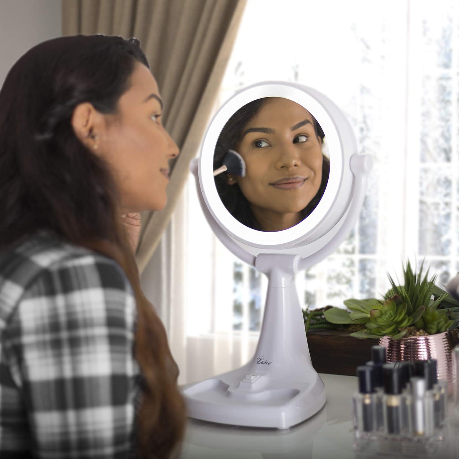 Zadro Max Bright Lighted Makeup Mirror w/ Magnification & Storage Tray