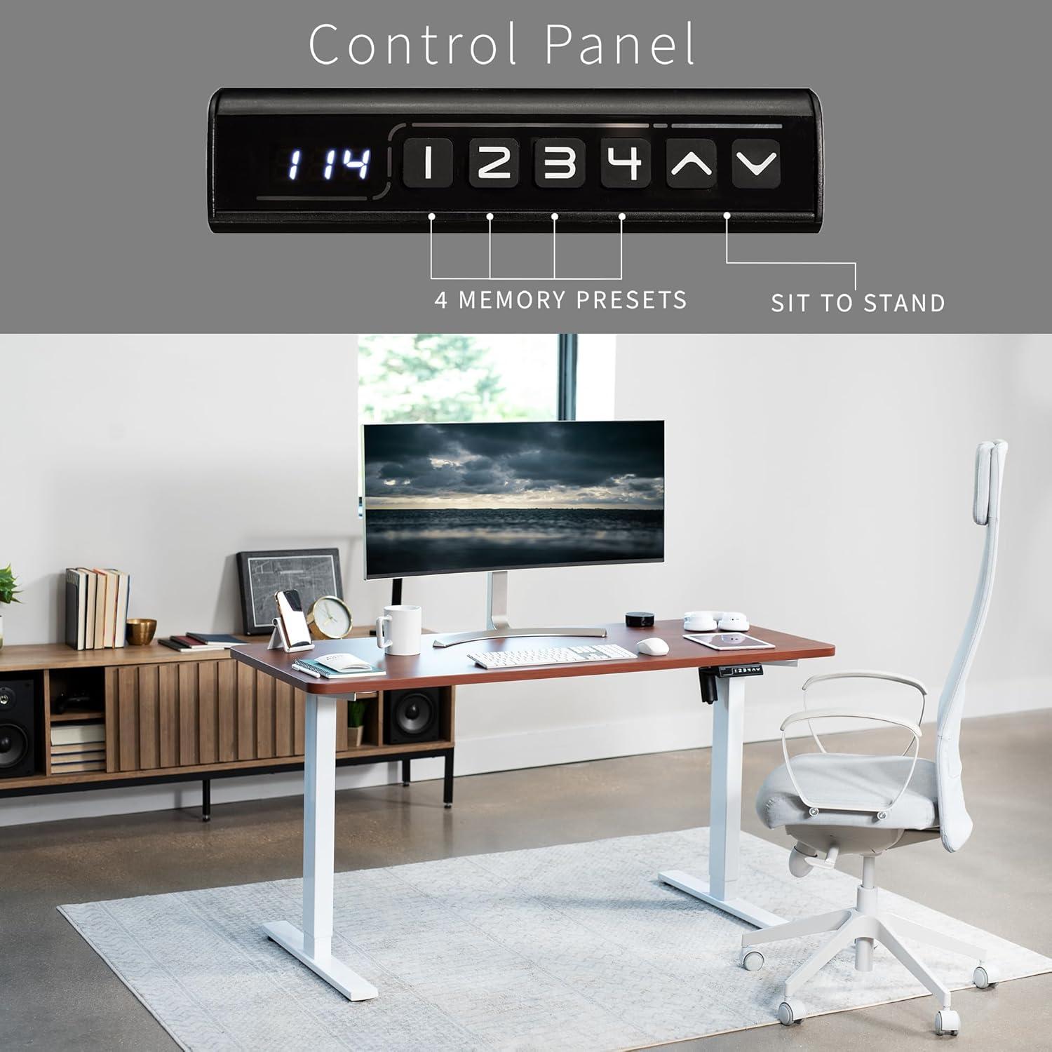 VIVO Single Motor Electric Desk with Push Button Memory Controller