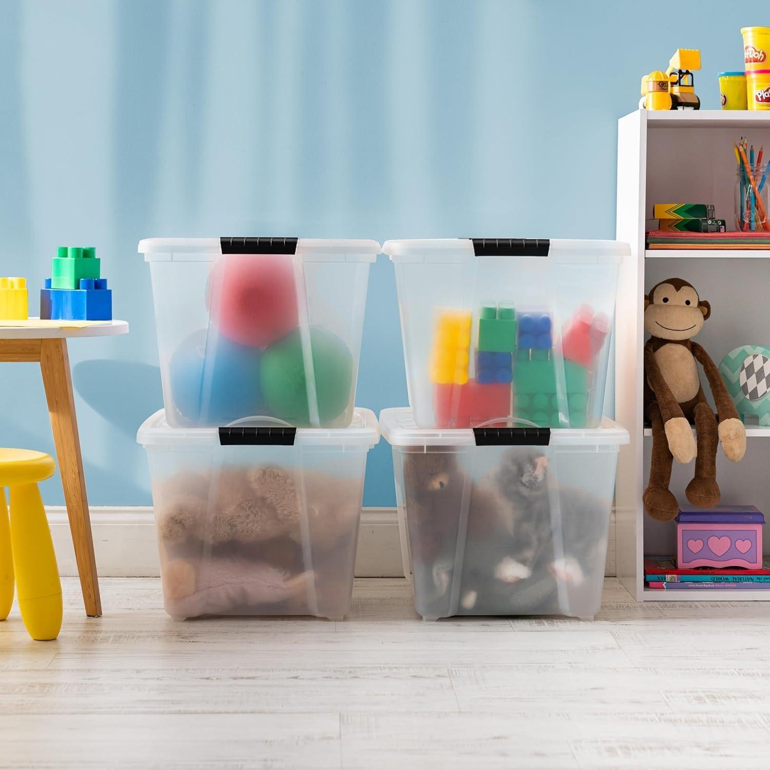 IRIS USA 6 Pack 54 Qt Stackable Plastic Storage Bins with Lids, BPA Free, See Through Organizing Solution, Durable Nestable Containers, Clear