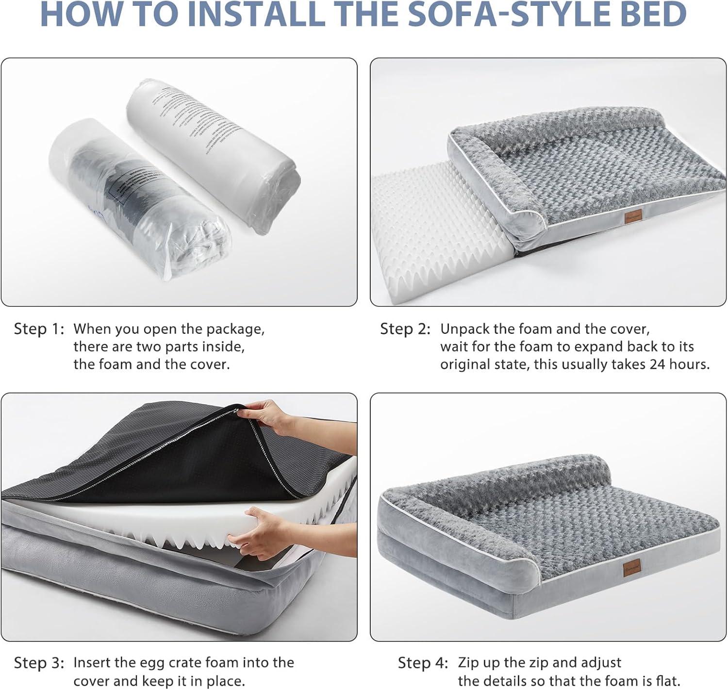 Tucker Murphy Pet™ Orthopedic Dog Beds For Large Dogs-Waterproof Sofa Dog Bed With Removable Washable Cover, Large Dog Bed With Waterproof Lining And Nonskid Bottom,Pet Bed For Large Dogs