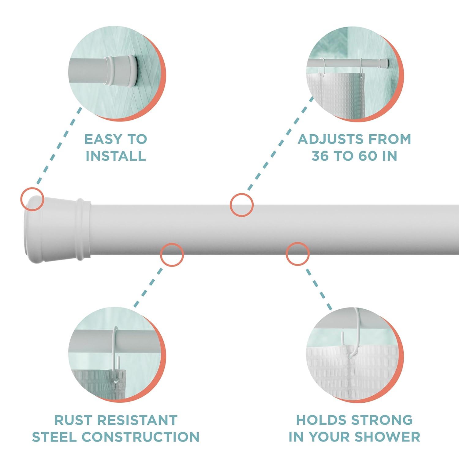 Zenna Home Shower Curtain Rod 60 in. L White