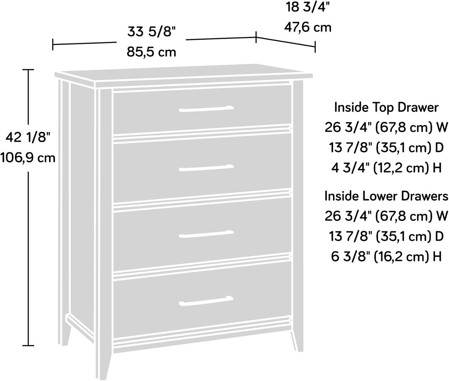 Summit Station Chest Beige - Sauder: 4-Drawer Storage, Mid-Century Modern Design, MDF Construction