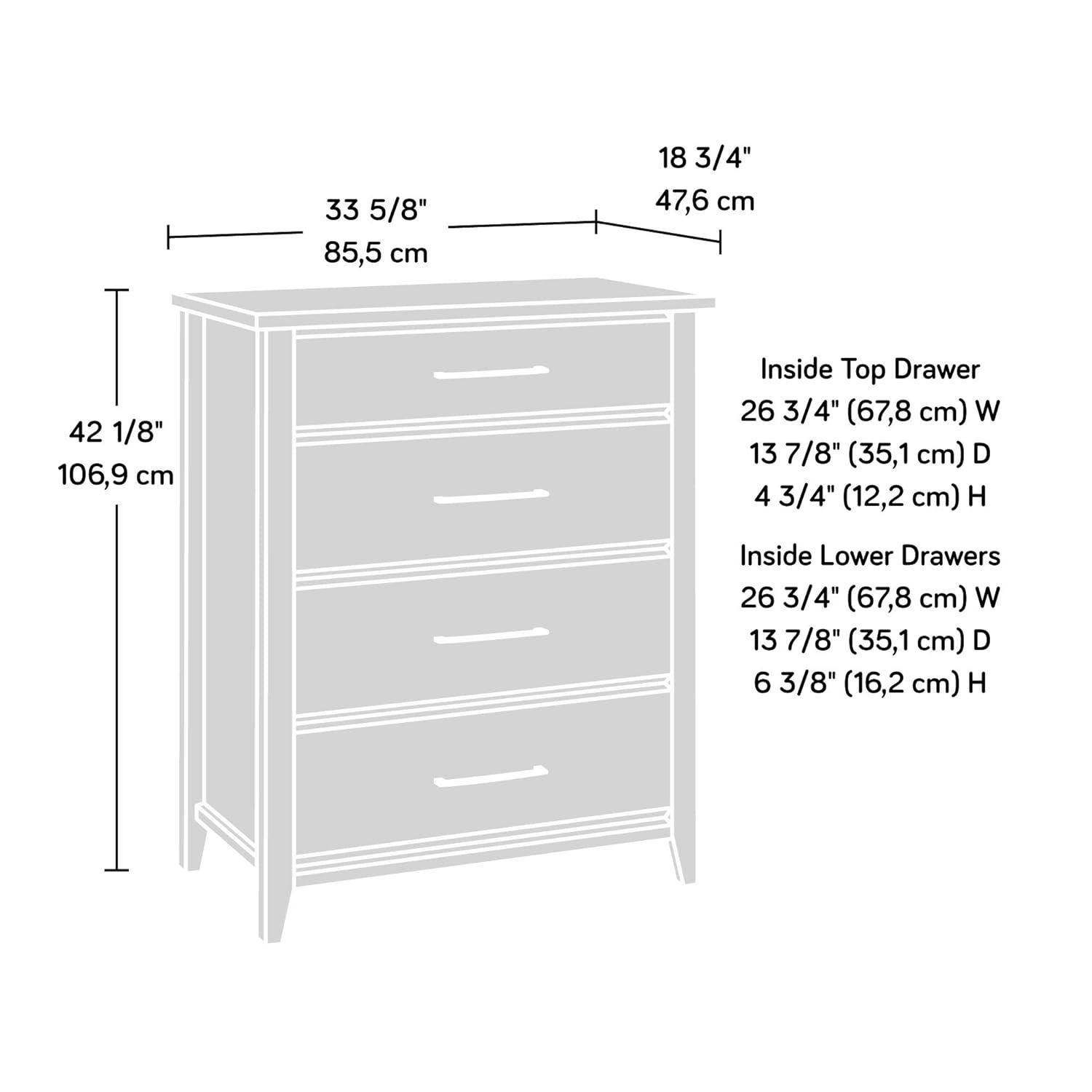Summit Station Chest Beige - Sauder: 4-Drawer Storage, Mid-Century Modern Design, MDF Construction