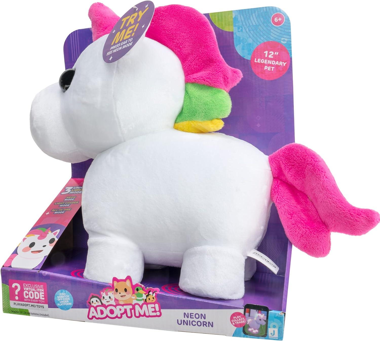 White and Pink Light-Up Plush Unicorn Toy