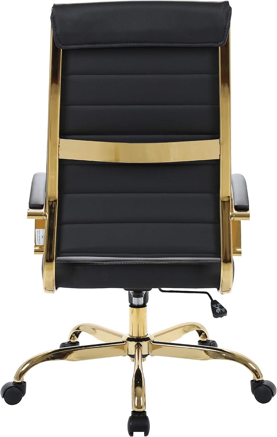 LeisureMod Benmar High-Back Leather Office Chair with Swivel, Tilt, Adjustable Height, Ergonomic Design for Home Office, Study, or Workspace